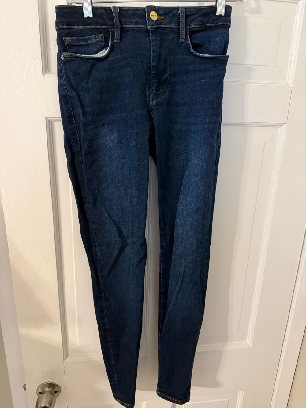 Frame Denim LeOne Dark Indigo Skinny Jeans